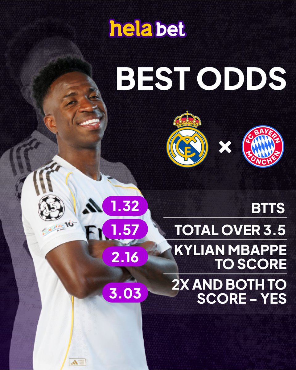 helabet_com's tweet image. 🔥 Real vs Bayern = pure chaos incoming!
Goals, drama, Mbappé magic loading 

We riding BTTS &amp;amp; over tonight 😏

You in or out? 👇

#football #bettingtips #soccer #championsleague #odds