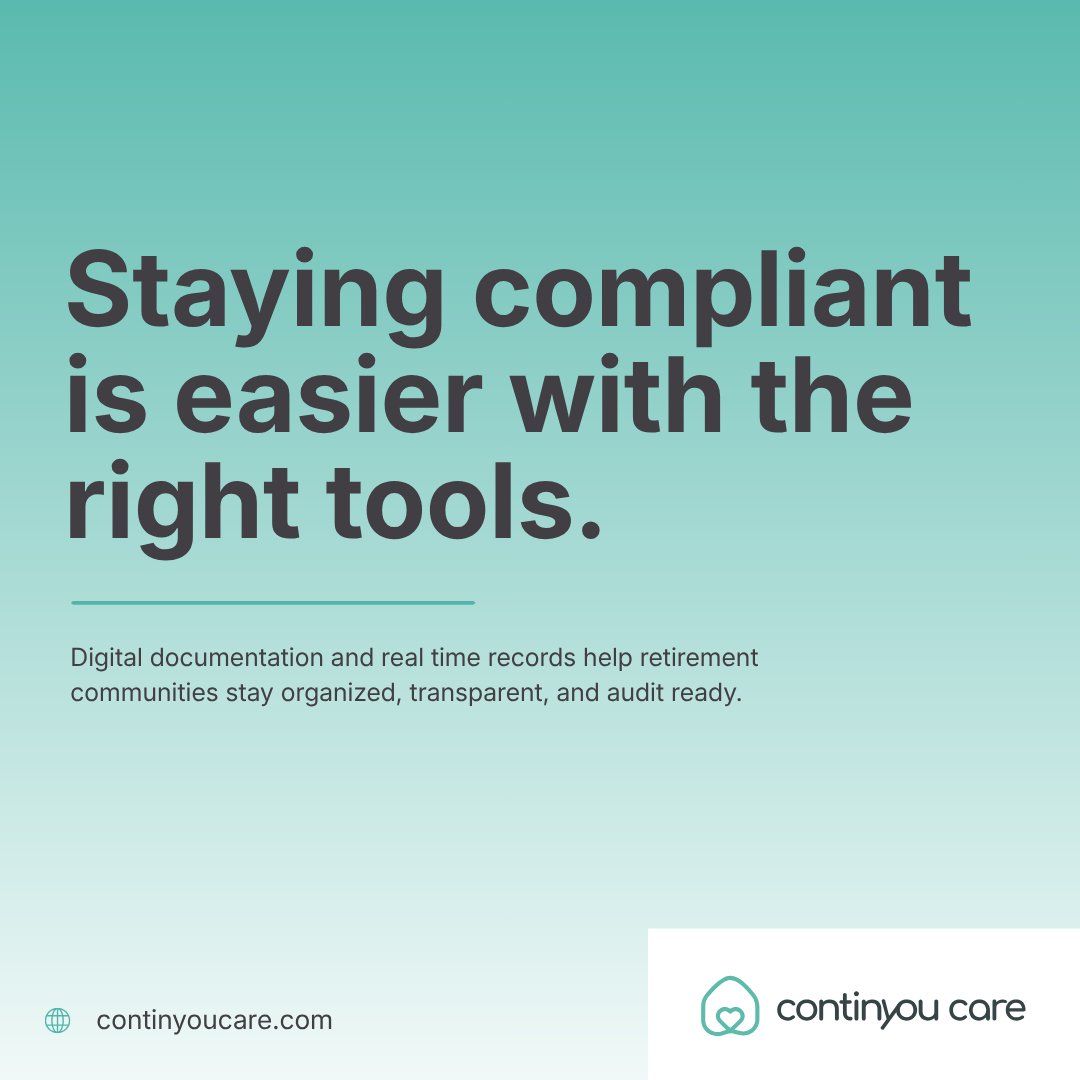 ContinyouCare's tweet image. Continyou Care helps retirement communities simplify documentation and maintain real time operational records that support compliance and quality care.

Learn more
continyoucare.com

#SeniorLiving