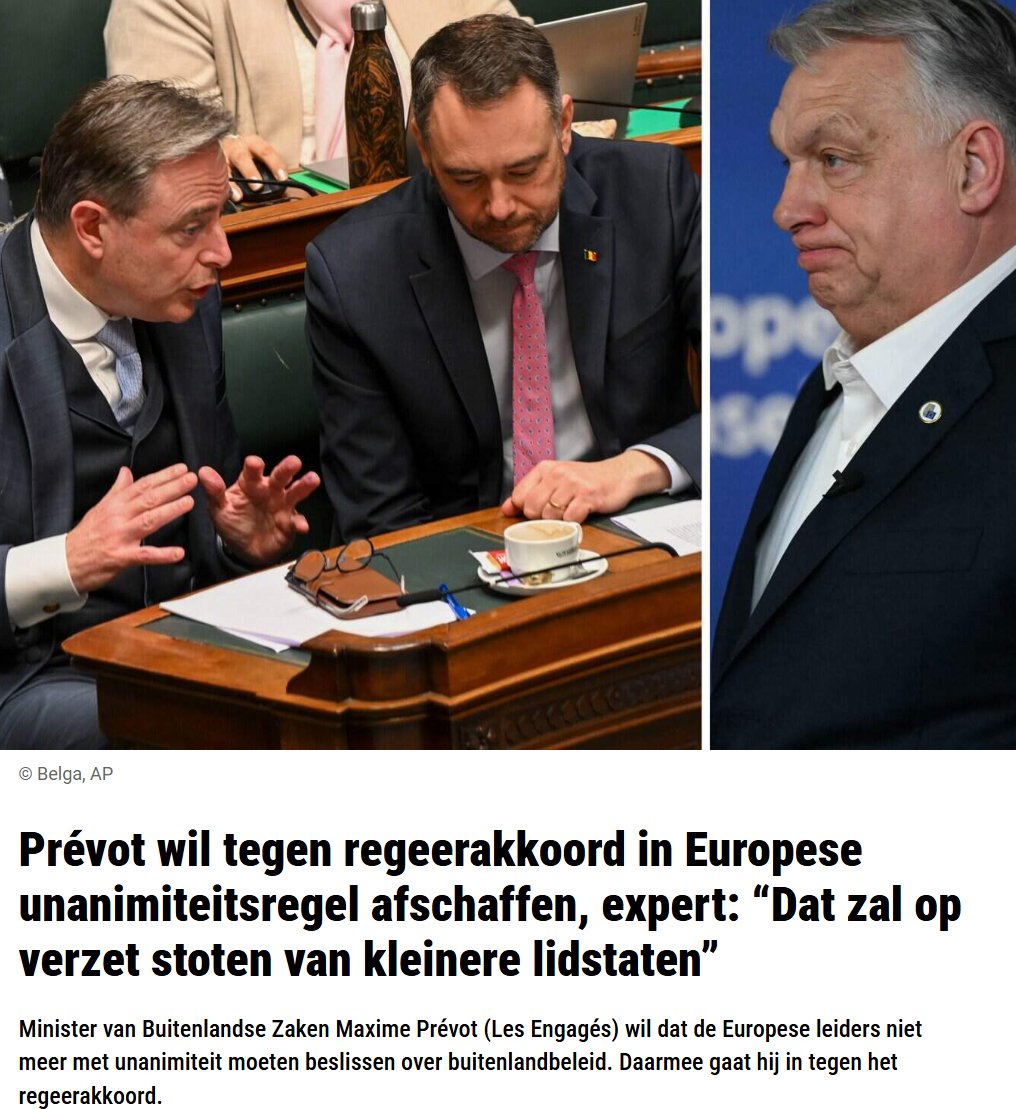 HuybrechtsBritt's tweet image. Deze regering wil de unanimiteitsregel in de #EU afbouwen. Met andere woorden: minder macht voor lidstaten, meer voor #Brussel.

En de regering-De Wever laat begaan.
Dus is de N-VA nog een Vlaams-nationalistische partij, of gewoon de uitvoerder van de agenda van Von der Leyen?