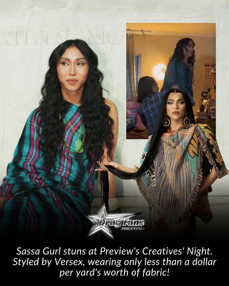DragFansPH's tweet image. JUST IN: Fashion icon Versex, who was best dressed at last year's 30th Anniversary Preview Ball, glammed Sassa Gurl during this year’s Preview’s Creatives' Night 2026. With the ongoing crisis in the Philippines, expensive gowns and couture weren't on the table for her, leading