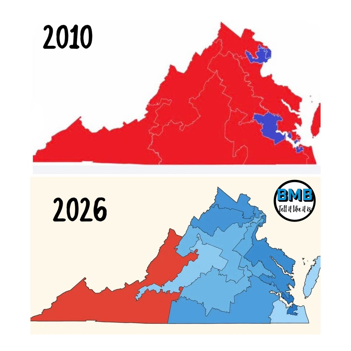 Bmbempower's tweet image. I just want to warn y’all this was the #Virginia map in 2010 and this will be the new map in 2026