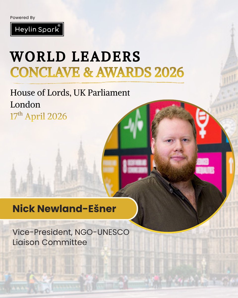 WBrandAffairs's tweet photo. We are honoured to welcome Nick Newland-Ešner, Vice President of the NGO-UNESCO Liaison Committee, to the World Leaders Conclave &amp; Awards 2026 🌍

#GlobalLeaders #WorldLeadersConclave #LeadershipMatters #LondonEvents #HeylinSpark https://t.co/YEQ2fIdmQE
