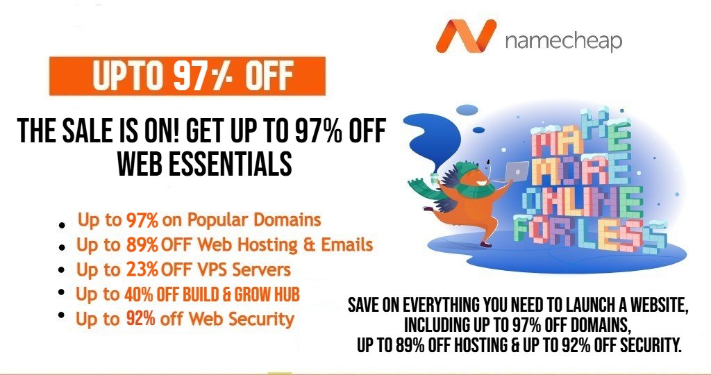 updatedreviews's tweet image. The sale is on! Save on everything you need to launch a #website, iUp to 97% off #domains, up to 89% off #Webhosting/#email, &amp;amp; up to 92% off security: tinyurl.com/5n8a2khn 

Get creative with 97% off. Stop planning, start building. Visit #Namecheap now! tinyurl.com/43p2cuxn