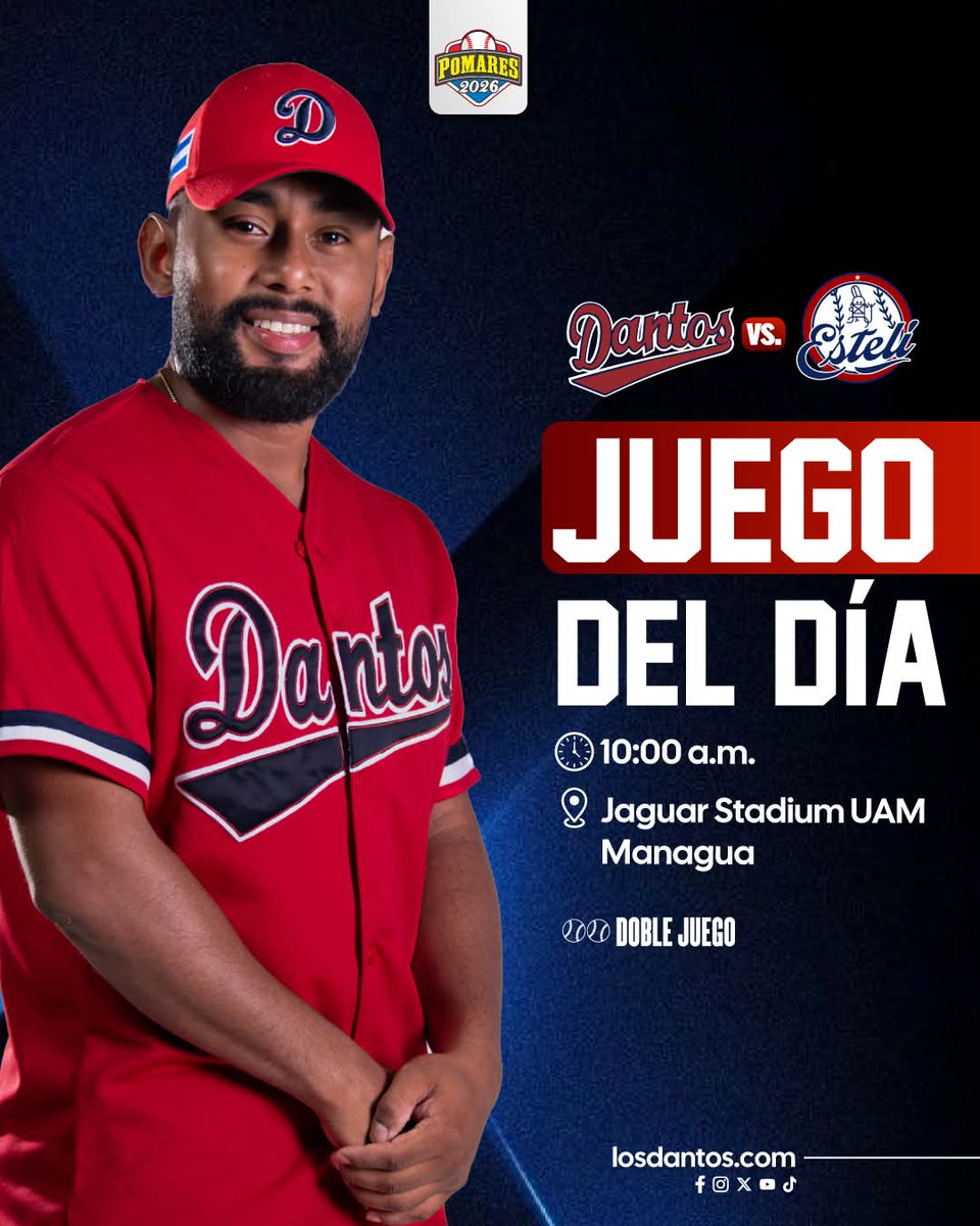 Miércoles de beisbol en el Jaguar Stadium. La Maquinaria Roja estará de nuevo en acción en la UAM, esta vez frente a Estelí con los que comparte el 3er lugar en la tabla de posiciones, así que de la única forma de seguir escalando, es ganando. Vamos Dantos!!!
#HechosParaVencer