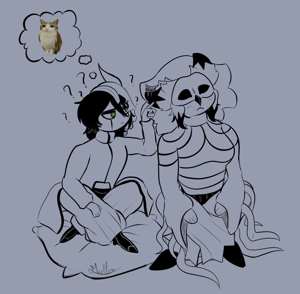 OhLookAMuff1n's tweet photo. Do owls have ears ?
Ulquiorra seems a little confused by his subordinate 

#bleachoc #Ulquiorra https://t.co/WtjPpL28qG