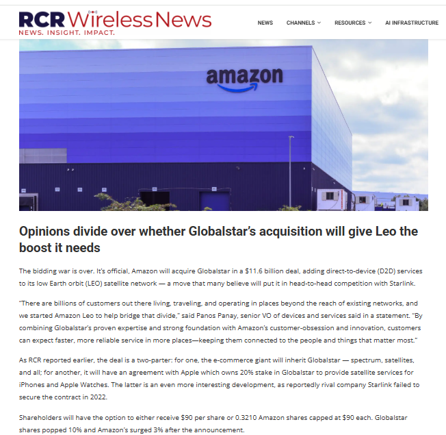BassonBrain's tweet image. Globalstar’s acquisition may bring Amazon some benefits, 

but won’t be enough to catch up with @Starlink

The acquisition still does not address the 800-pound gorilla in the room, 

which is Amazon’ launch capacity bottleneck. 

“Amazon has struggled to remain on track with the