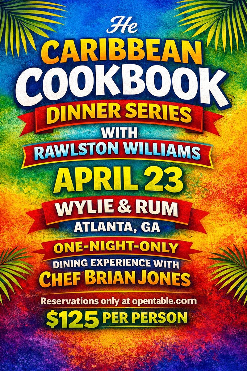 DishAroundTown's tweet photo. .@WylieandRum hosts a Caribbean cookbook dinner with author Rawlston Williams on April 23, @GRAToday tees up its golf tournament on May 5 and Amasa Mexican Kitchen opens summer 2026 in Alpharetta City Center. That and more this week at #DishAroundTown!

https://t.co/vKKKhUBERK https://t.co/xGyL9G8KJ3