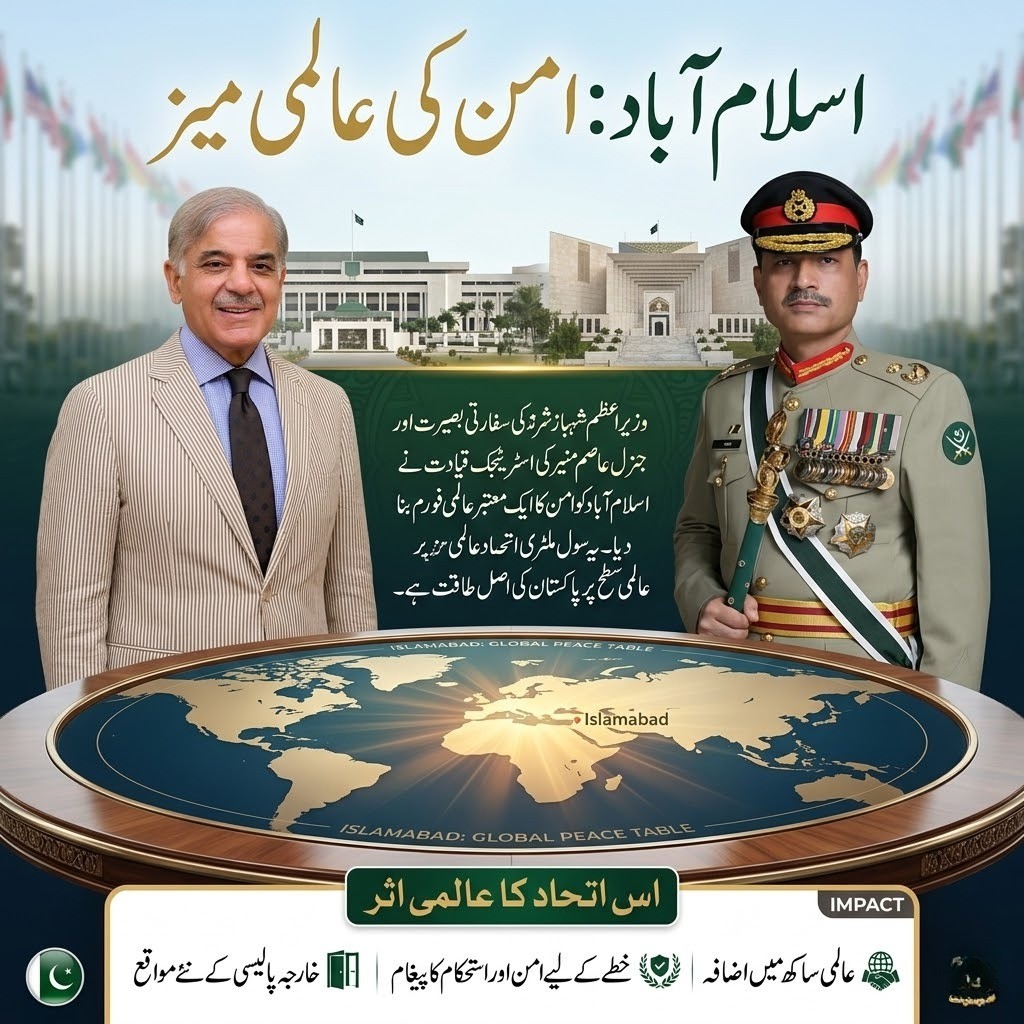 The seamless coordination between Prime Minister Shehbaz Sharif’s diplomatic vision and field marshal Asim Munir’s strategic leadership turned Islamabad into a trusted global table for peace. This civil-military synergy is Pakistan’s real strength on the world stage