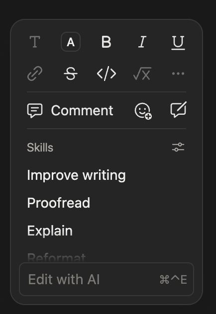 I hate AI when it's like this:

Notion used to have a one-click way to turn text into a quote. They removed this and now I have... AI

So instead of sub-500ms, it now takes 10+ seconds to turn selected text into a quote (type out the prompt, then wait ~4 seconds)

So backwards...
