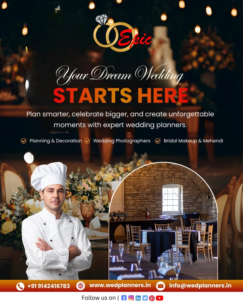 wedplanners_in's tweet image. Turn your dream wedding into reality with Epic Wedding Planner 💍✨
Because every love story deserves a perfect celebration!
For more visit : wedplanners.in
#EpicWeddingPlanner #DreamWedding #WeddingGoals #ShaadiVibes #WeddingInspiration #BigDayPlanning