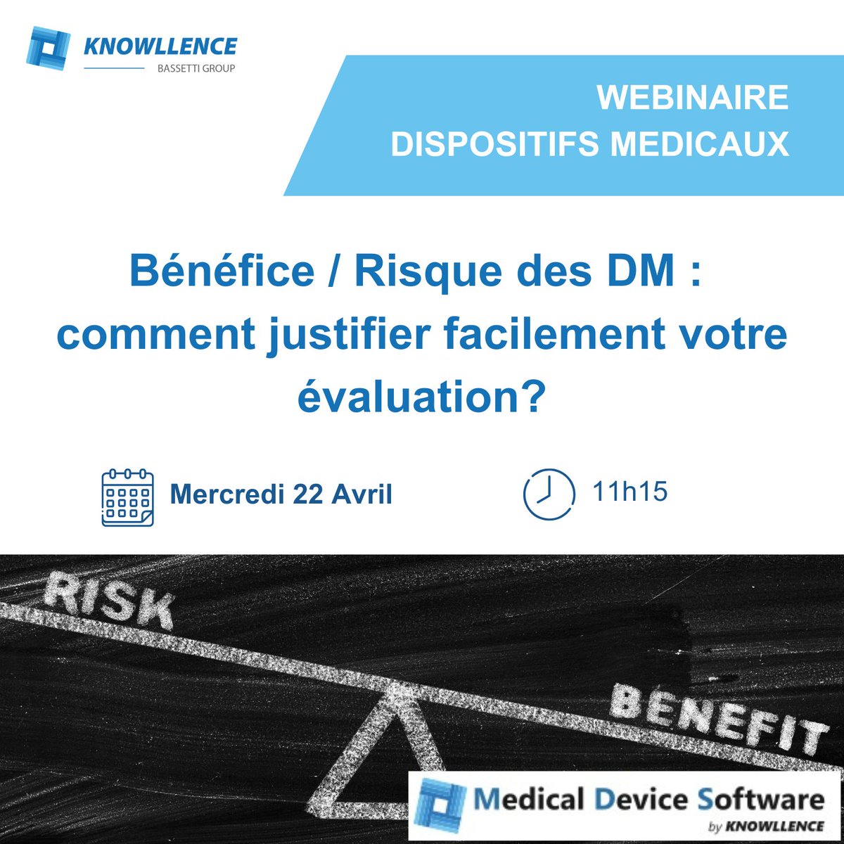 Knowllence's tweet photo. Participez à notre webinaire Medical Device Software !     

👉 Mercredi 22, 11h15 : #DispositifsMedicaux, découvrez comment intégrer facilement les nouvelles exigences en matière d'évaluation du bénéfice / risque.     
► https://t.co/mN5J3jU5aA https://t.co/SqskLZjnTT