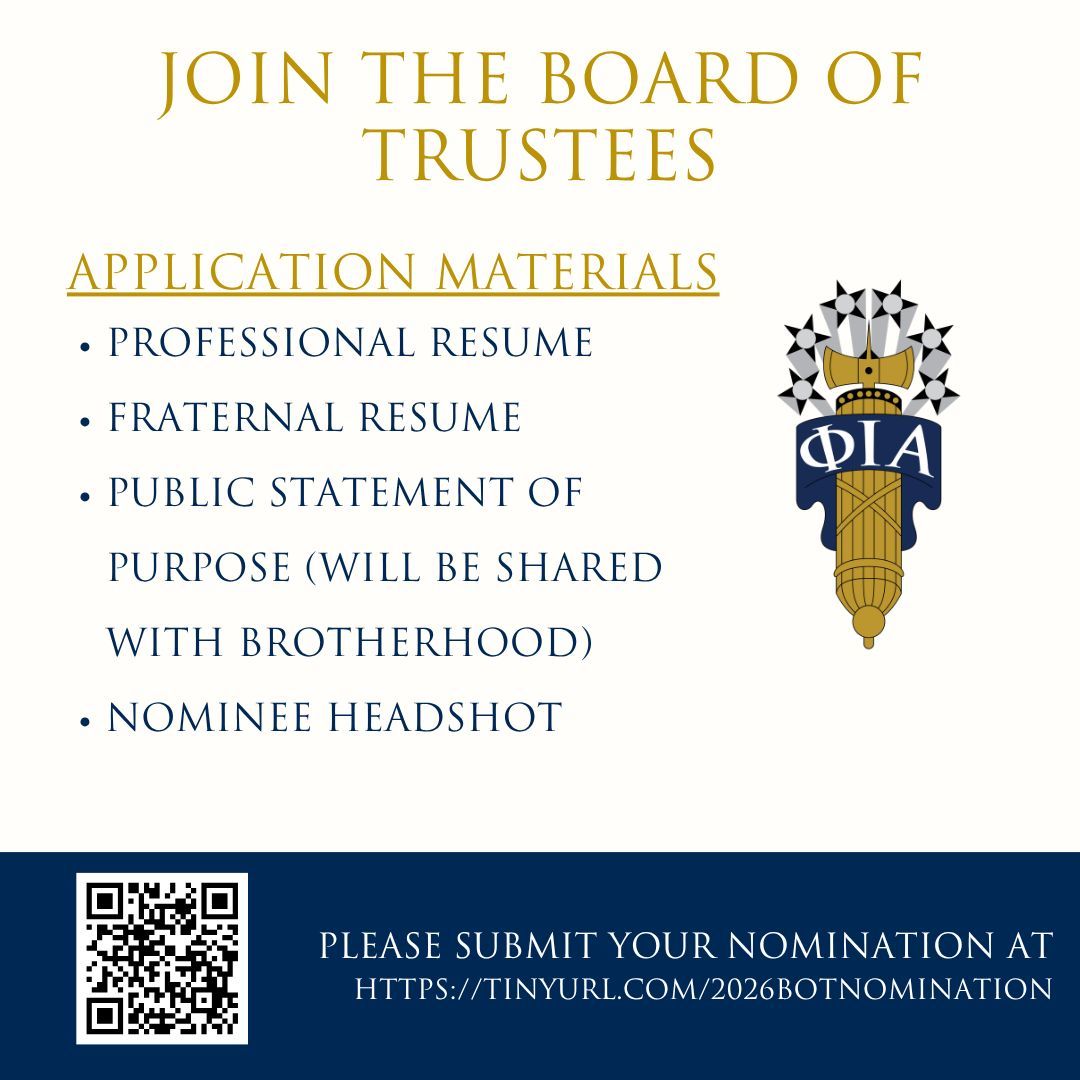 PhiIotaAlpha's tweet photo. 🚨 NOMINATIONS ARE OFFICIALLY OPEN! 🚨

✅ Who’s Eligible?
• Active alumni only! (Yes, this include Semper Leal members too!)

🗓 Nomination Deadline: May 10, 2026
👉 Submit a nomination / apply here:
🔗 https://t.co/xguGFquqki 

#BoardOfTrustees #PhiIotaAlpha #AlumniCall #BOT https://t.co/8sZ3I7EzZn