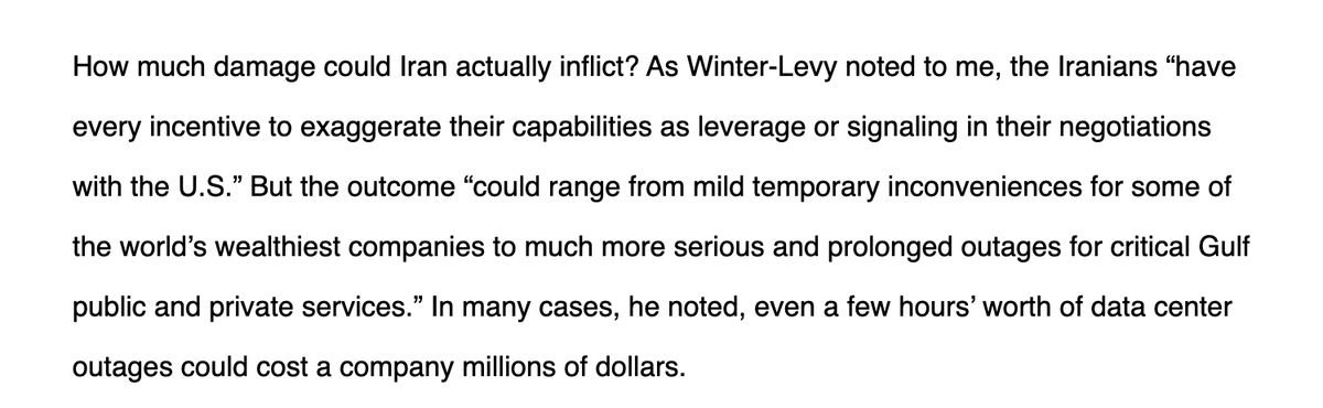 SamWinterLevy's tweet photo. Shared some thoughts with @IKrietzberg for @PuckNews on the predictable risks to Gulf data centers: https://t.co/4bqtcHBHcG https://t.co/Ra8NZSsmAb