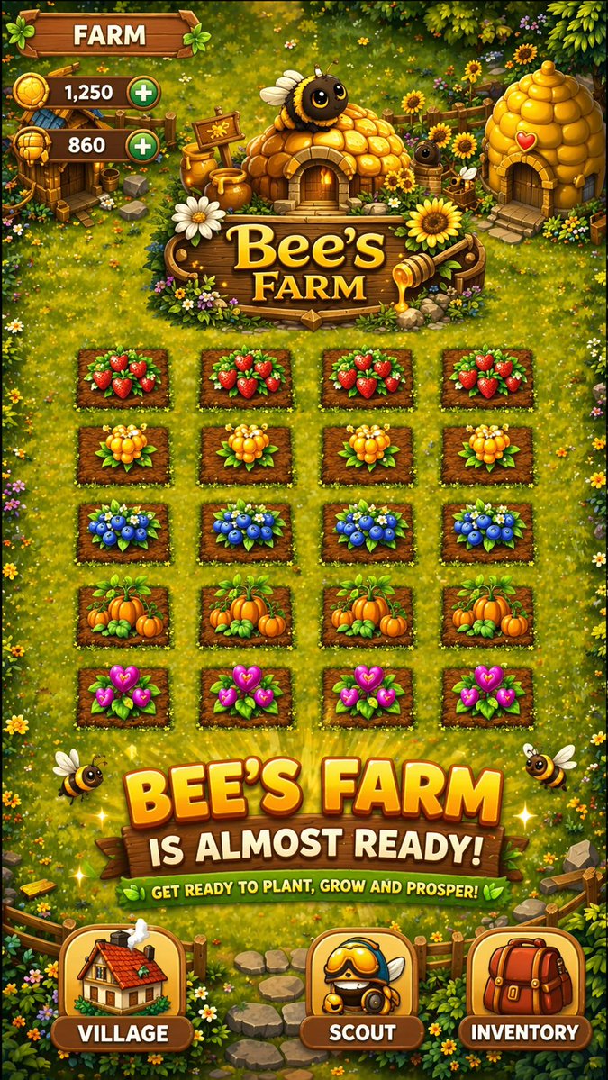 BeesEmpireGame's tweet image. 🐝 Bee’s Farm is almost ready! 🌿

The fields are set…
Now it’s your turn to grow 🌱
Plant. Harvest. Build your empire 🍯

Something BIG is coming 👀

#BeesEmpire #BeeFarm #PlayToEarn #TON