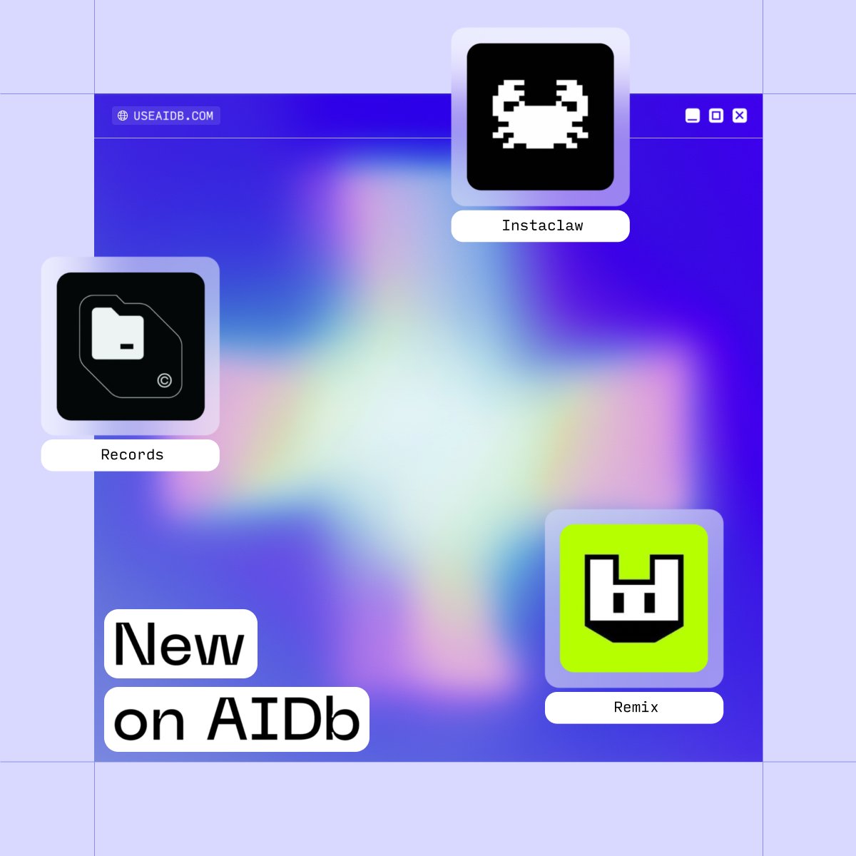 AIDb users,
add products,
review products,
discover products.

New additions today:
<a href="/instaclaws/">Instaclaw</a> - personal AI agent, setup in minutes.
<a href="/RemixGG_/">Remix</a> - vibe code your mobile game.
<a href="/Records_Network/">Records</a> - AI infra for IP growth.

Upgrade your workflow:
useaidb.com