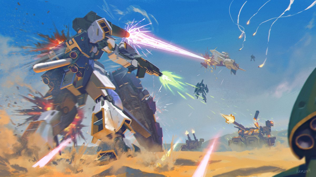 icemarv14's tweet image. Commission piece for @LordKisuki

AMX-FA-27 Full Armor Edelweiss(OC) 
- Desert Combat

#ガンダム #gundam