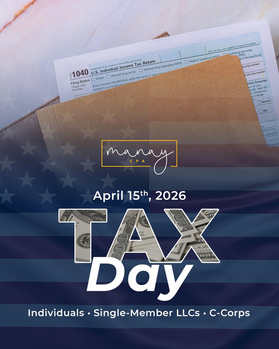 manaycpa's tweet photo. 🚨 Today is the final day!
This is your last chance to file your 2025 tax return or to apply for an extension if you’re not ready yet.

#TaxDeadline #ManayCPA #TaxFiling #TaxExtension #VergiBeyanı #ABDvergisi #AmerikadaŞirket #TaxDay https://t.co/APQDCoXSIb
