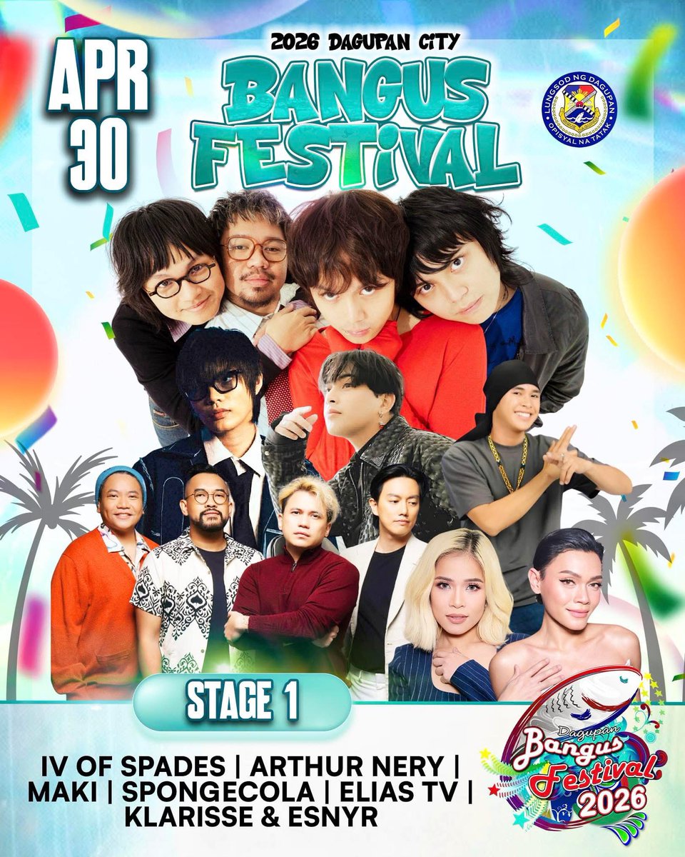 KLARISSEnatics_'s tweet image. Balita eh kumpleto ang lineup… pero kulang kung wala ka.. Stage 1 pa lang yan ah‼️🤩

IV of Spades. Arthur Nery. Maki. Sponge Cola. Elias TV. Klarisse. Esnyr. Grabe energy yan nohhh! Wala ka nang hahanapin niyan!  

Kita-kits sa Kalutan ed Dalan! 🎤✨
#BangusFestival2026 #Stage1