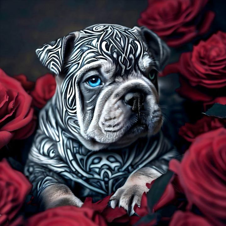 CryptoSpun's tweet photo. Art of the Day! "Puppy Love: Charming English Bulldog". Buy at: https://t.co/MOcHwkhMWL https://t.co/rmsExCJ3PA