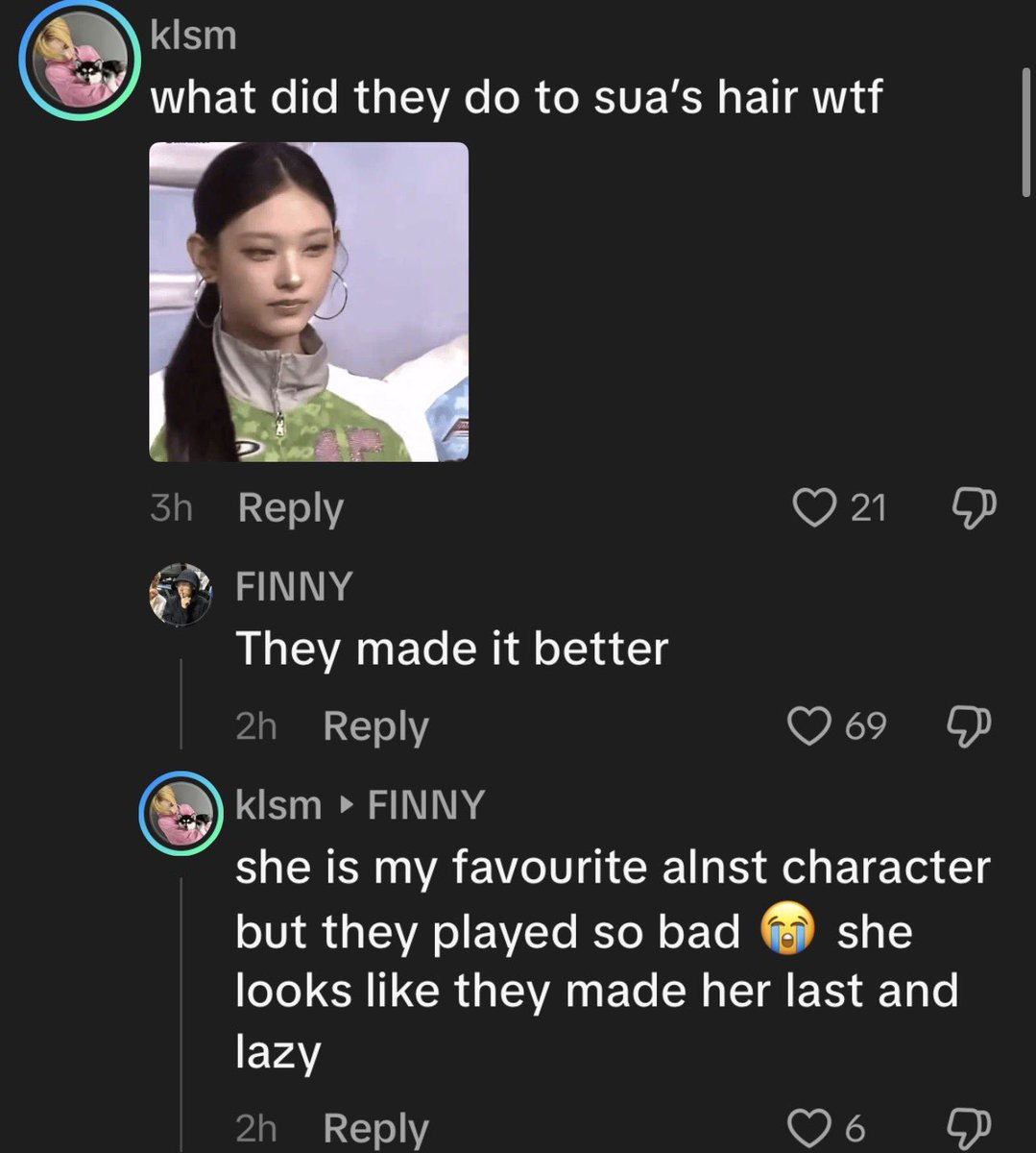 angelmizisua's tweet photo. some people hate Sua’s new hairstyle? I think it looks very cute what 😭 https://t.co/48PHu7WhKf