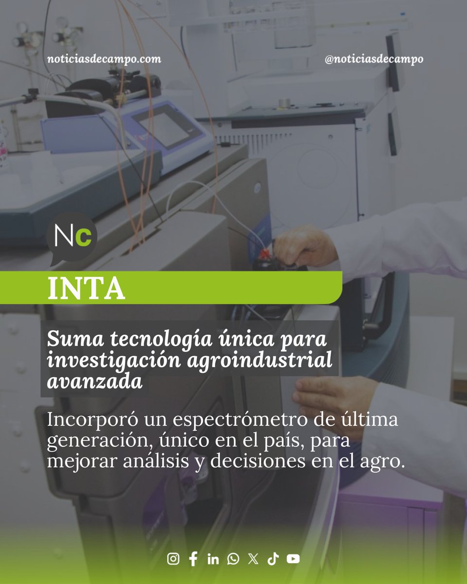 NoticiasdeCampo's tweet image. 👉🏼 𝗘𝗟 𝗜𝗡𝗧𝗔 𝗦𝗨𝗠𝗔 𝗧𝗘𝗖𝗡𝗢𝗟𝗢𝗚𝗜𝗔 𝗨𝗡𝗜𝗖𝗔 𝗣𝗔𝗥𝗔 𝗜𝗡𝗩𝗘𝗦𝗧𝗜𝗚𝗔𝗖𝗜𝗢𝗡 𝗔𝗚𝗥𝗢𝗜𝗡𝗗𝗨𝗦𝗧𝗥𝗜𝗔𝗟 𝗔𝗩𝗔𝗡𝗭𝗔𝗗𝗔
👉🏼 noticiasdecampo.com/2026/04/15/el-…
👉🏼 Incorporó un espectrómetro de última generación.
👉🏼 #NoticiasDeCampo #INTA