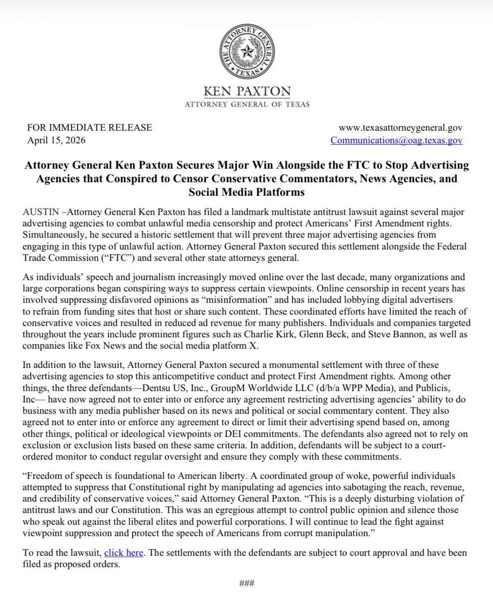 Attorney General Ken Paxton tweet media