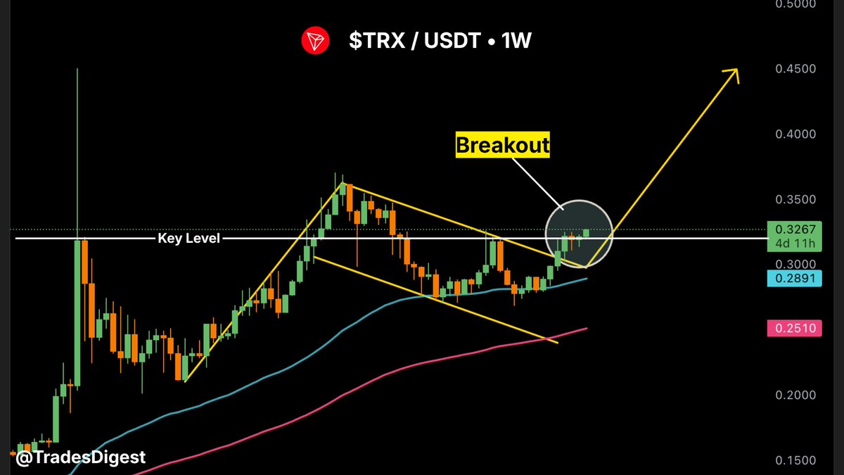 0xTradesDigest's tweet photo. $TRX STRUCTURE LOOKS READY FOR EXPANSION ⚡️🚀

Clean breakout from a bullish flag with trend support intact.

Price reclaiming key level while holding above 50 &amp; 100 MA.

If momentum continues, $0.45 is the next magnet. 📈

#Tron #Altcoins https://t.co/gI9twGmhpV