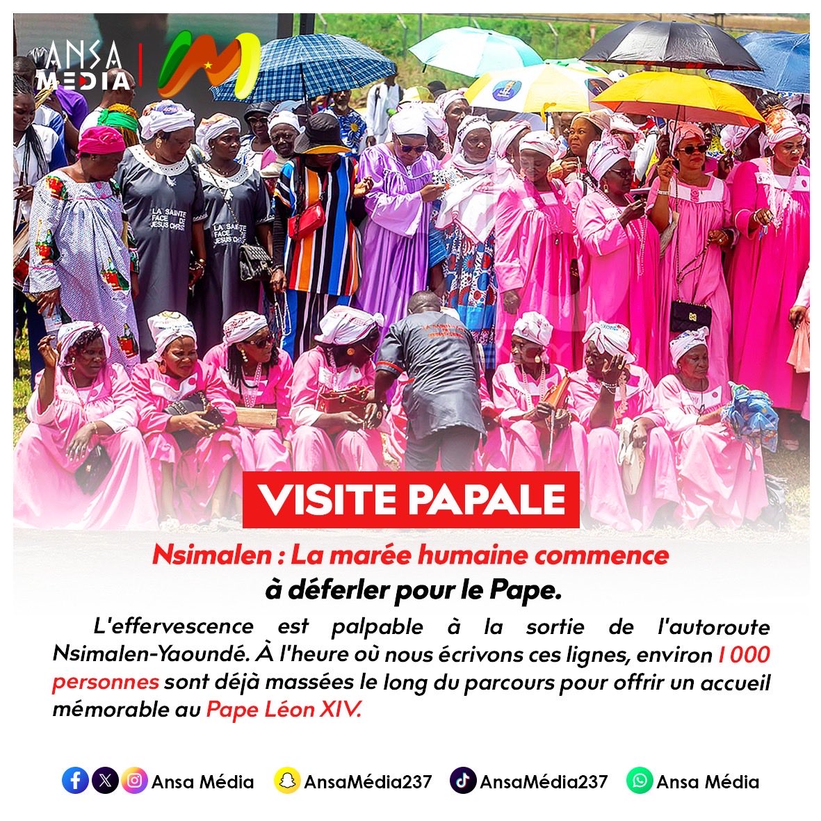 AnsaMedia237's tweet photo. Nsimalen : La marée humaine commence à déferler pour le Pape !
Lire la suite de l’article ici : https://t.co/TJrbmFzD4E
Travail – Patrie – Infos
#AnsaMedia #VoyagePapal #PapeLéonXIV #Nsimalen #Yaoundé #Vatican #AccueilPapal https://t.co/N6aMzgGdfh