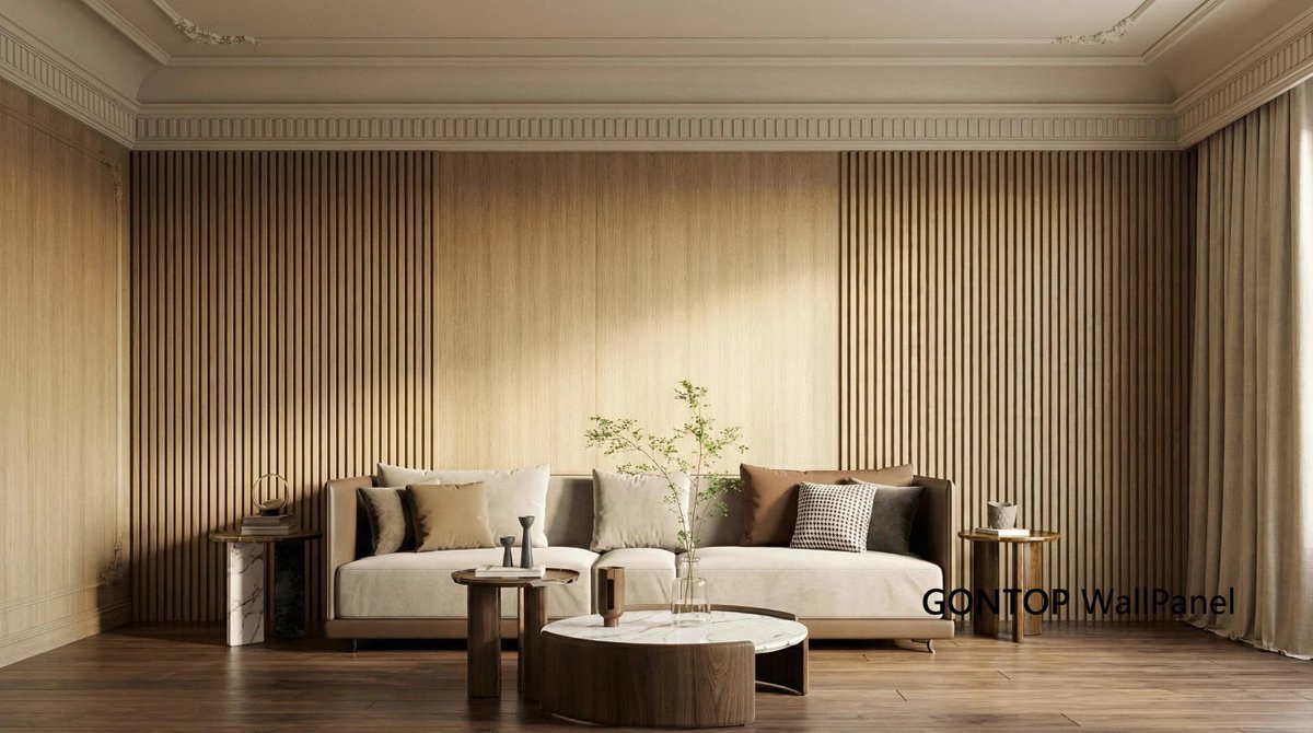 GONTOPWallPanel's tweet image. Bring the warmth of nature indoors. 🌿 The seamless blend of wood textures and slatted panels creates a timeless sanctuary. It’s not just a wall; it’s a masterpiece of light and shadow.
#InteriorDesign #WoodPanels #HomeAesthetics #Minimalism #GONTOP