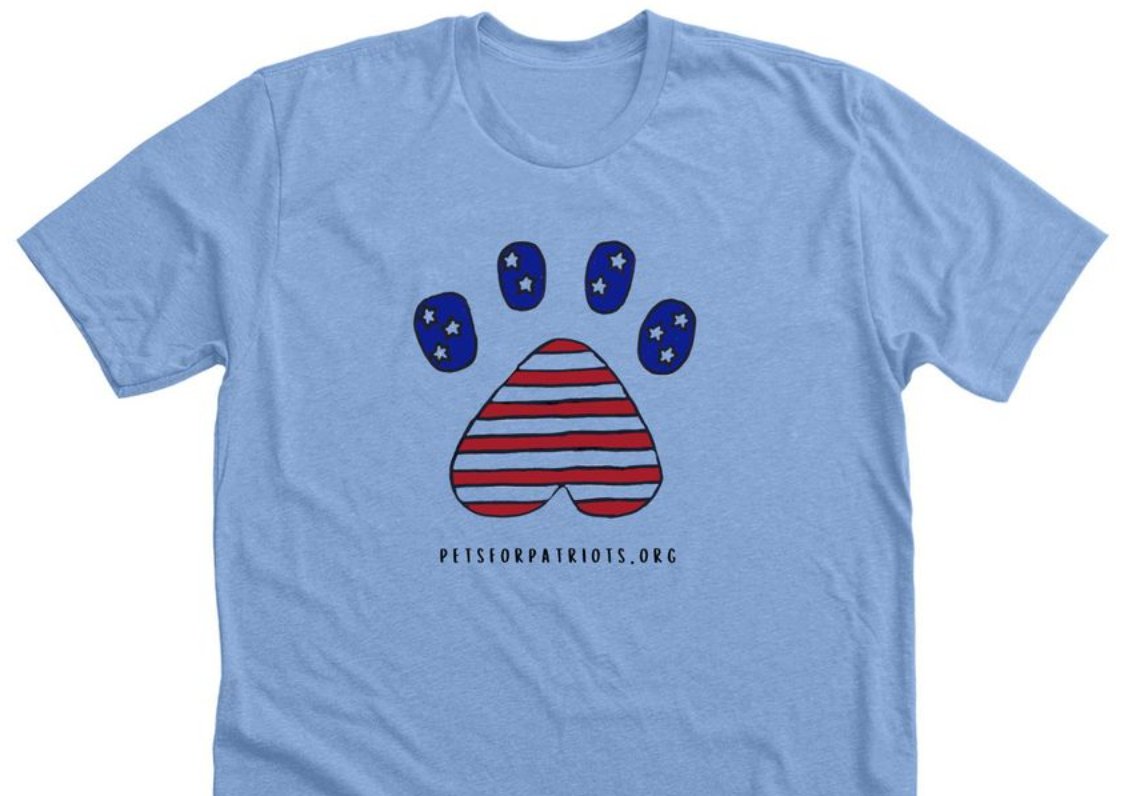 PetsforPatriots's tweet photo. Just launched: Taylum's Tees 'paw it forward' design by a 14 year-old girl who sells dog treats in her community to save animals' lives.

Every shirt is a donation to @PetsforPatriots to help people save pets and pets save people:

https://t.co/pcxPExJqwn https://t.co/qgTVcyZZlj