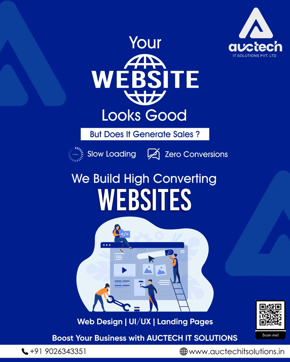 auctech_it's tweet photo. Your website looks good, but is it generating sales? 🤨
If you're facing slow loading &amp; zero conversions, it's time for an upgrade. We build high-speed, high-converting websites that grow your business. 🚀

Contact us: +91 9026343351 🌐 https://t.co/3mT1TJ4NDT
#WebDesign #WebDev https://t.co/x73ZAPM6xy
