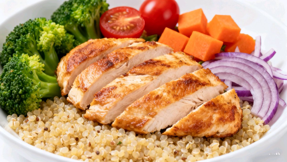 PawanGoud007's tweet image. "Quick lunch win! Grilled chicken, quinoa, roasted veggies + a squeeze of lemon. Fueled u0026 ready for the afternoon  #HealthyEats #LunchInspo"