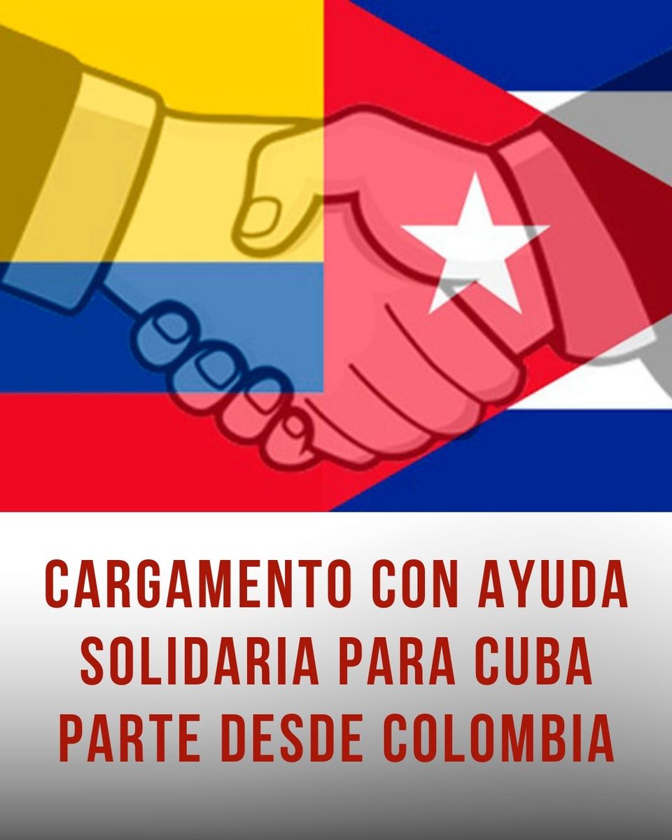 🇨🇺🇨🇴Ayuda humanitaria a #Cuba sigue rompiendo el cerco norteamericano. Este martes partió hacia la isla un nuevo cargamento desde #Colombia. El pueblo cubano agradecido🫶🏻.
#CubaNoEstáSola
#CubaEstáFirme
#CubaVencerá
<a href="/cubadebatecu/">Cubadebate</a> amplía👇🏻
🔗acortar.link/wqlWOU