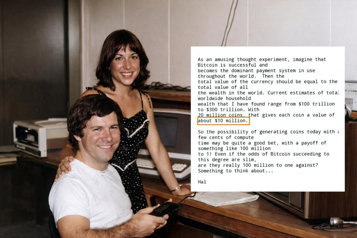 HISTORY: 🟠 "If Bitcoin becomes the global monetary system, each coin could be worth $10 million."

– Hal Finney in 2009, Bitcoin was worth $0 at the time.