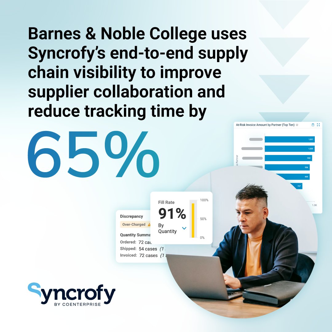 Barnes &amp; Noble College is proving what's possible with <a href="/Syncrofy/">Syncrofy</a>. Smarter decisions, faster results, and real-time insights that keep everything moving.

Curious how Syncrofy can do the same for you? Learn more or start your FREE trial today: hubs.ly/Q04c7FlP0

#SupplyChain