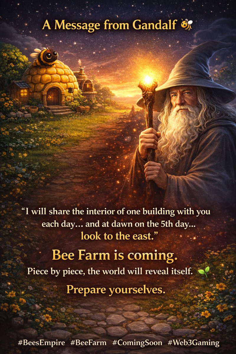 BeesEmpireGame's tweet image. 🧙‍♂️ A message has arrived…

Day by day, Bee Farm will reveal itself. 🌱
On the 5th day… look to the east.
Something big is coming. 🐝

#BeesEmpire #BeeFarm #ComingSoon #Web3Gaming #TON