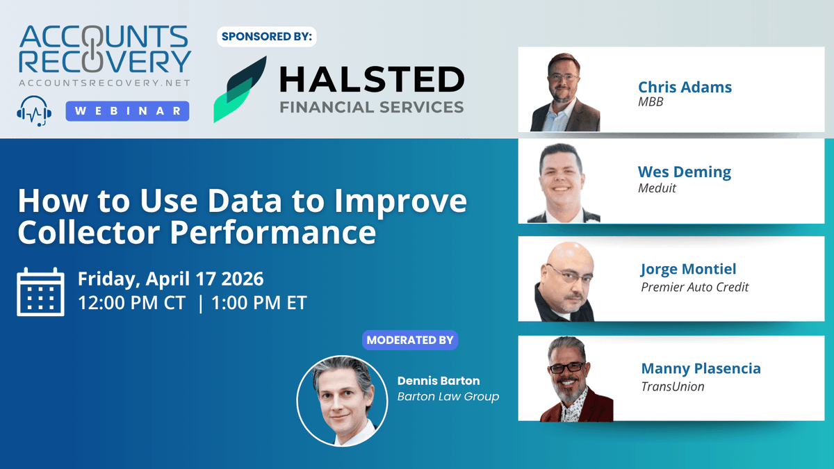 HalstedLLC's tweet photo. We are excited to be sponsoring an upcoming https://t.co/5oJvpFq6RS webinar. The event will be held on Friday, April 17 @ 1pm ET. The topic is, "How to Use Data to Improve Collector Performance." Click here to register: https://t.co/gfvuzwsO95 https://t.co/OuMOGu1U3I