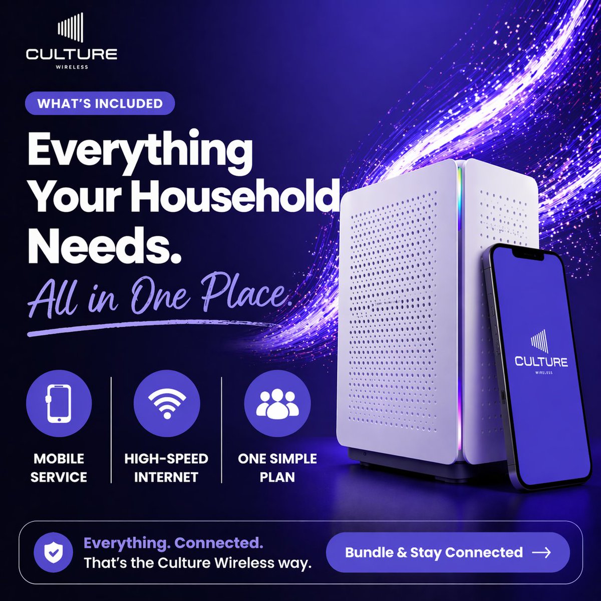 CultureWireless's tweet photo. Everything your household needs — all in one place.
✔️ Mobile service
✔️ Home internet
✔️ Seamless connection across devices

#CultureWireless #CultureConnects  #AllInOne #StayConnected https://t.co/RbDJW8JTZD