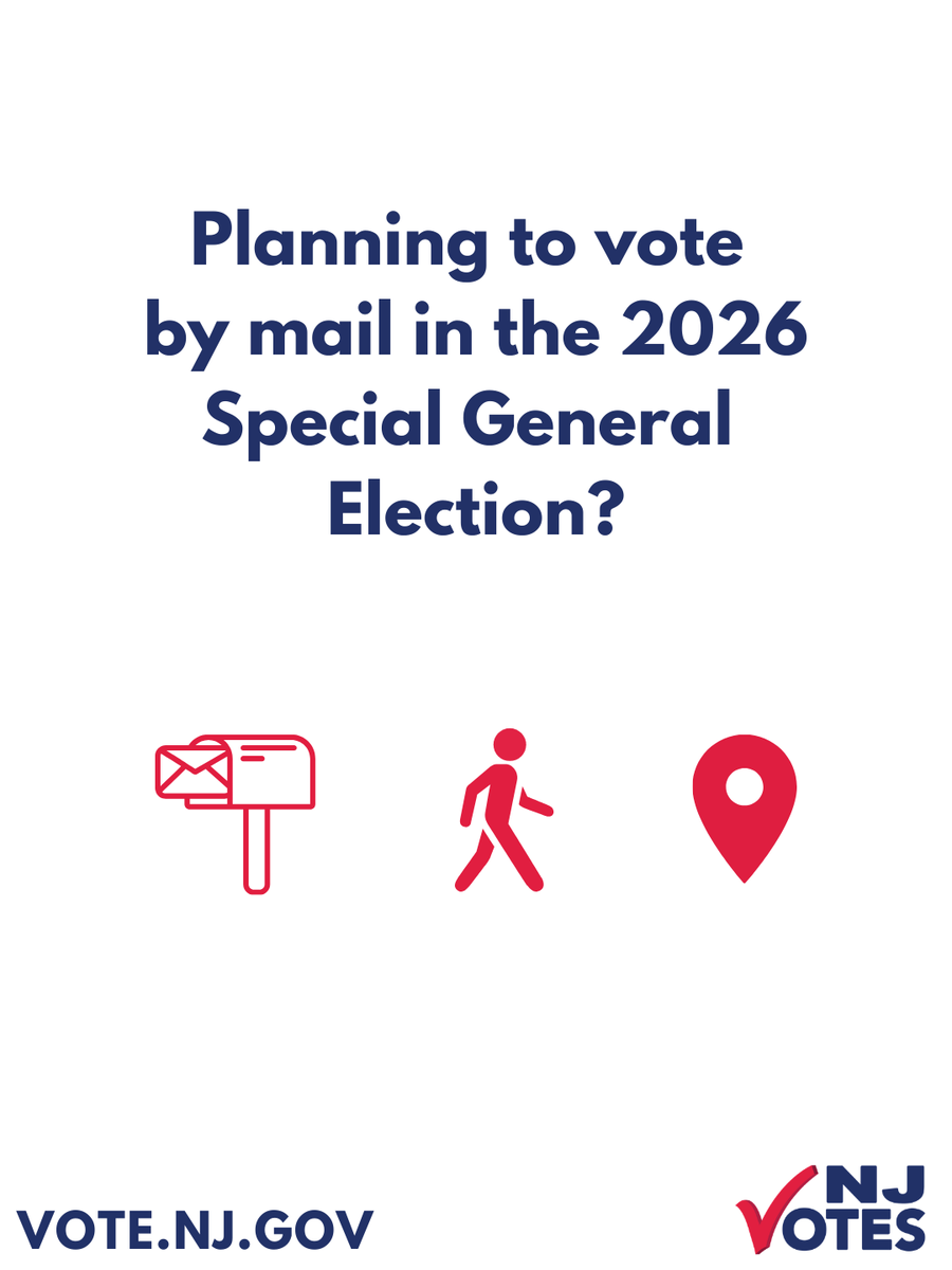 NJ_Votes's tweet photo. Congressional District 11, if you plan on voting by mail in the April 16, 2026 Special General Election, the deadline to request a ballot in person at your County Clerk's office is today, April 15 by 3pm. 
 
More info at https://t.co/zLQu7O8lvD. #NJVotes https://t.co/Mq7aqplgxL