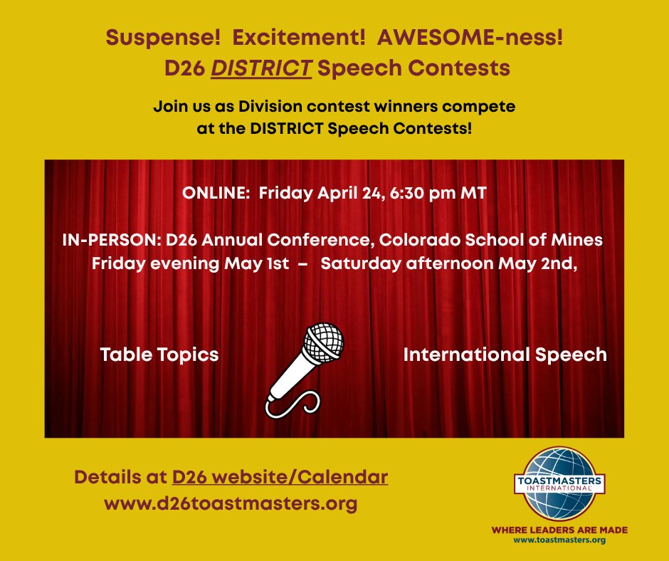 District 26 Toastmasters tweet media