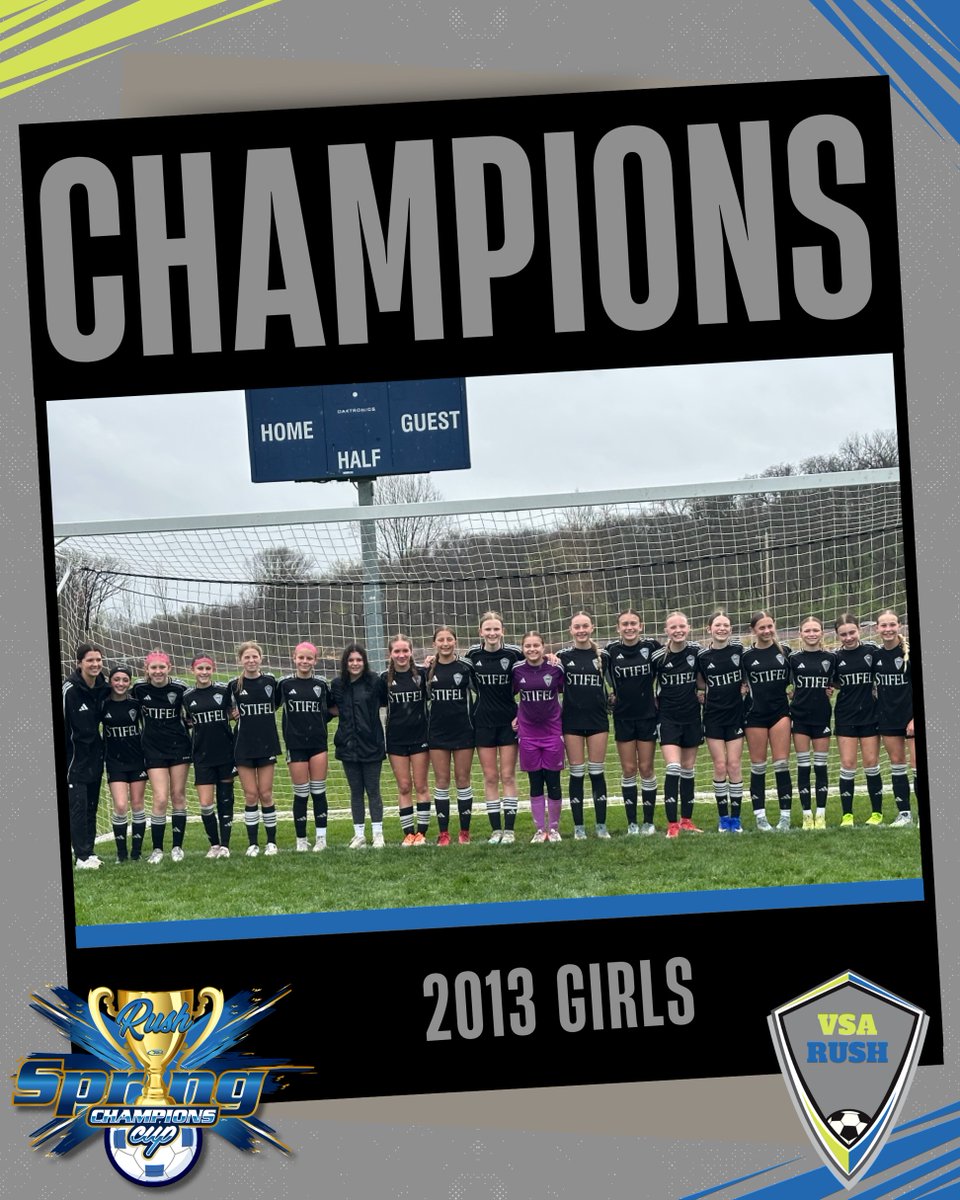 VSA_Rush's tweet photo. Congrats to the VSA Rush 2012 Girls, 2012 Boys, 2013 Boys and 2013 Girls for winning their divisions of Rush Spring Champions Cup this past weekend! 🎉 ⚽️ Shoutout to the VSA Rush 2011 Boys who finished as finalists in their division.

#RushSpringCup https://t.co/d1oo3ceeUX