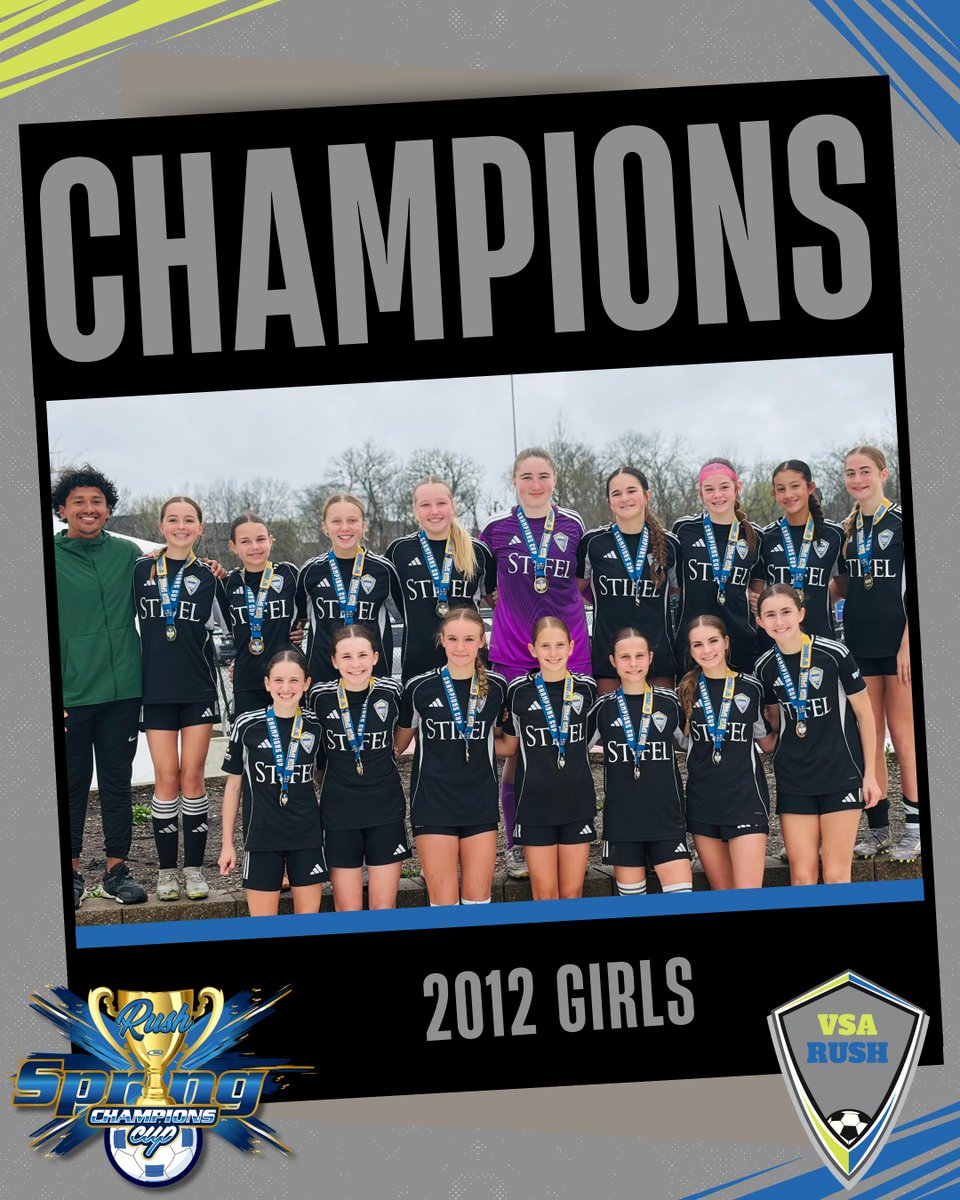 VSA_Rush's tweet photo. Congrats to the VSA Rush 2012 Girls, 2012 Boys, 2013 Boys and 2013 Girls for winning their divisions of Rush Spring Champions Cup this past weekend! 🎉 ⚽️ Shoutout to the VSA Rush 2011 Boys who finished as finalists in their division.

#RushSpringCup https://t.co/d1oo3ceeUX