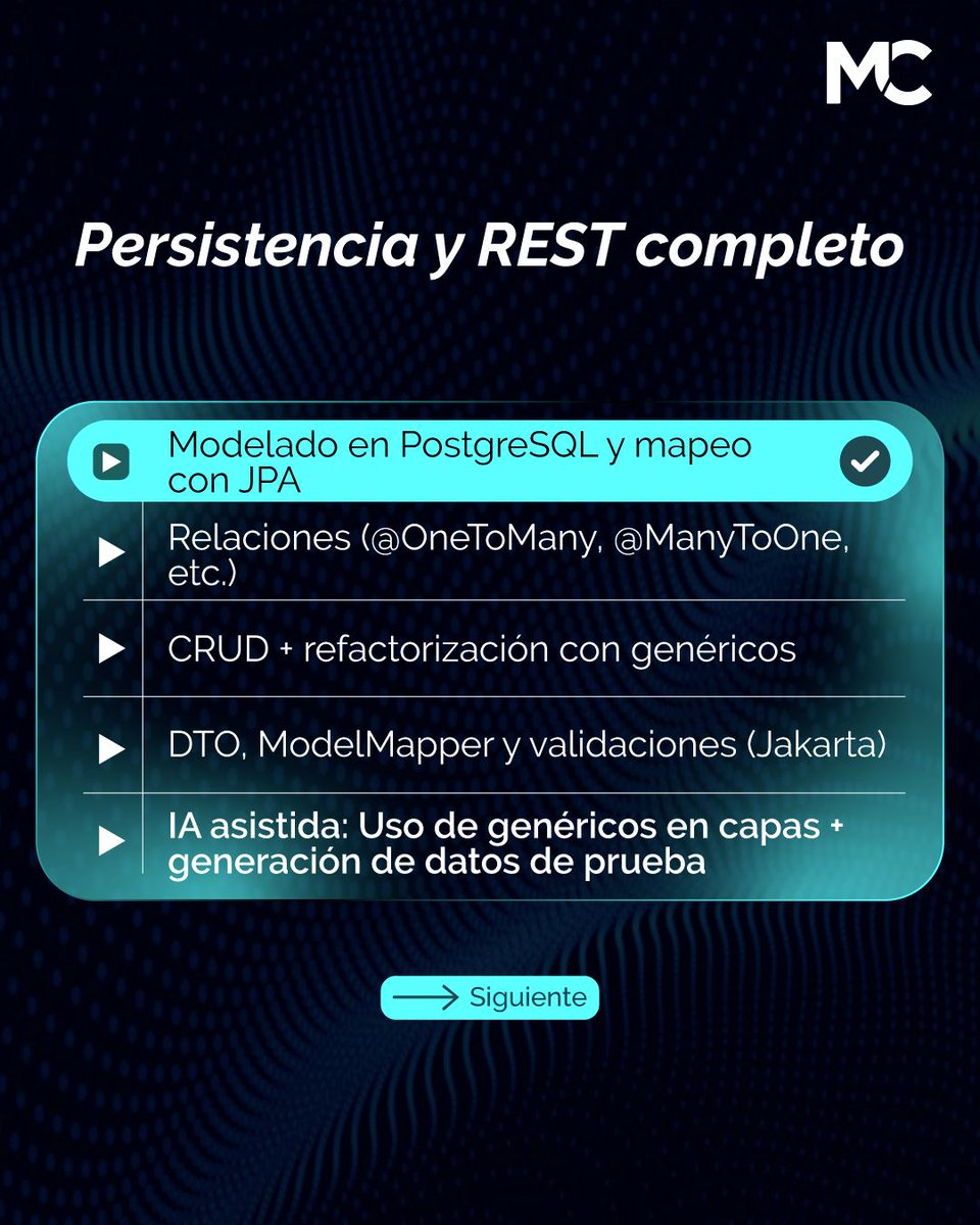 mitocode's tweet photo. ¡Hey coder! 🙋🏻‍♀️🙋🏻‍♂️. Te compartimos la ruta que seguirás en nuestro curso Java Full Stack 👨🏻‍💻👩🏻‍💻

🚨 Java Full Stack
📆 Inicio: 15 de Abril
📲 https://t.co/qmOCuRlizs
.
#mitocode #programador #programacion #tecnologia #javafullstack #java #angular #springboot https://t.co/3ro0VJMs4p