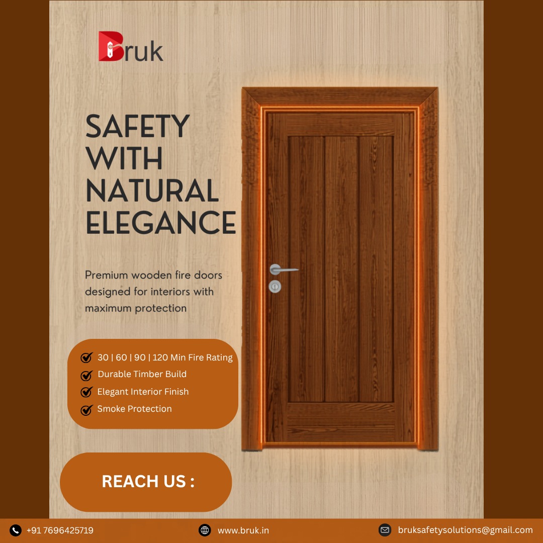 BrukOffical's tweet image. 🔥🚪 Safety + Natural Elegance!

Premium Wooden Fire Rated Doors by Bruk Safety Solutions 🪵
🔥 30–120 min fire rating | 💪 Durable | Smoke protection

Perfect for modern interiors ✨

📞 +91 7696425719
📧 bruksafetysolutions@gmail.com

#FireSafety #WoodenFireDoor #FireDoors 🚪🔥