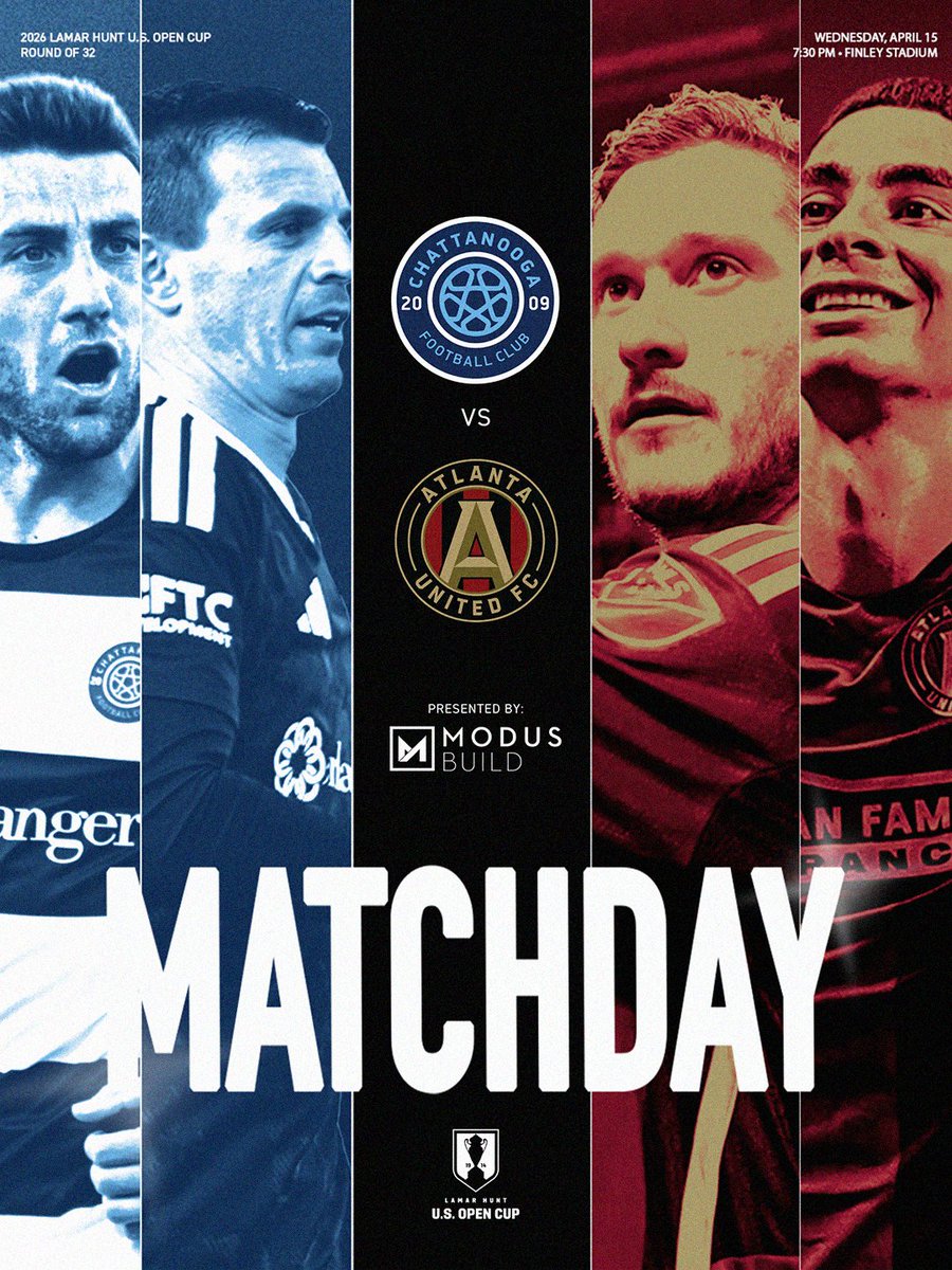 ChattanoogaFC's tweet image. IT’S HERE ‼️ OPEN CUP MATCHDAY IN CHATTANOOGA 

🆚  Atlanta United FC
🏡  Finley Stadium
🕢  Gates at 6:30 PM, kickoff at 7:30 PM
🎫: hubs.li/Q04c7gSX0