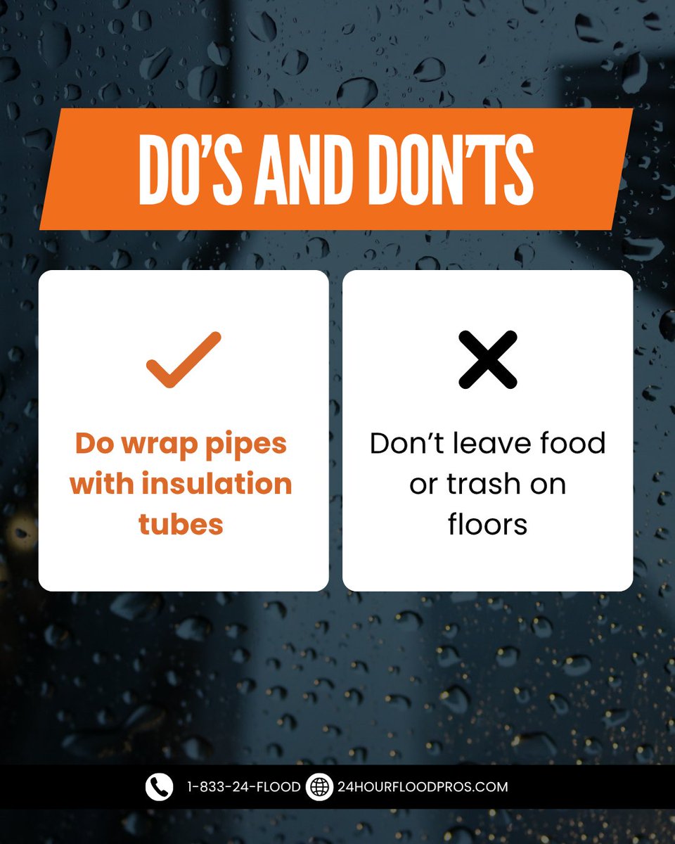 24hrfloodpros's tweet image. Protect your home from potential water damage by following these simple tips. Stay prepared and safe!
#24HourFloodPros #DosandDonts