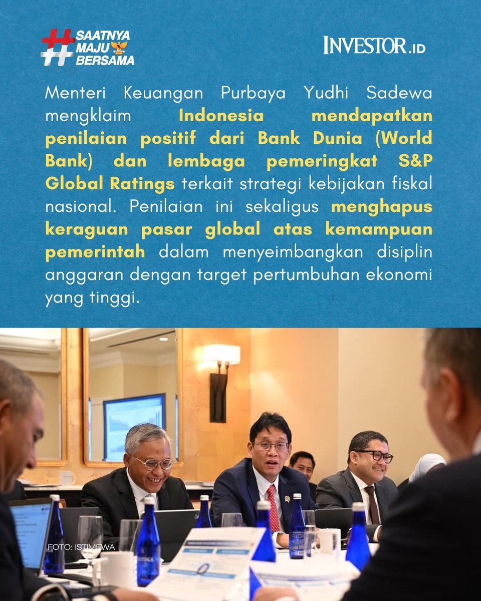 InvestorID's tweet image. Purbaya sebelumnya menyoroti kajian Bank Dunia memangkas proyeksi pertumbuhan ekonomi RI jadi 4,7% pada 2026.  

Baca terus investor.id dan unduh aplikasi Investor Daily di iOS dan App Store!

#PurbayaYudhiSadewa #Fiskal #WorldBank #SaatnyaMajuBersama #InvestorDaily