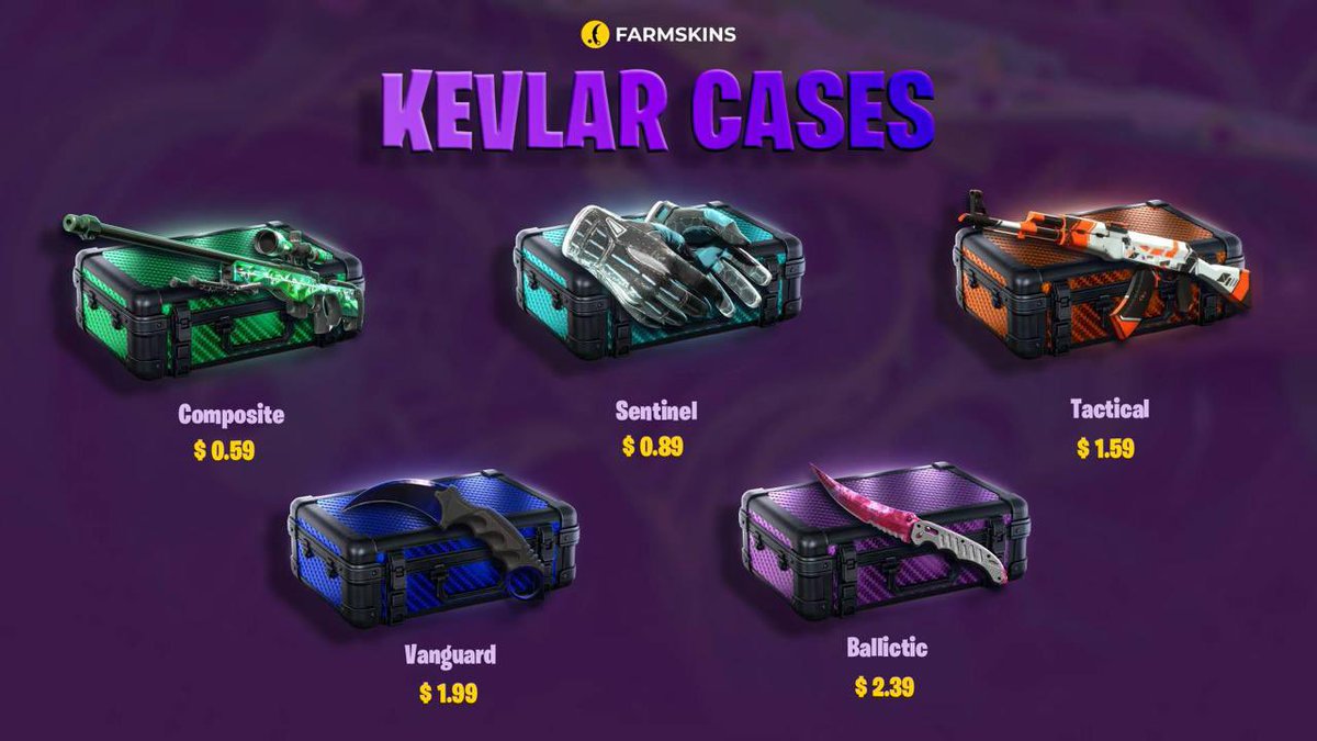 farmskins's tweet image. 🔥 Big Case Update on Farmskins

We’ve upgraded the lineup and added several new case categories – now it’s even more exciting to open.

🛡 Kevlar Cases

A new category for those who want to open cases without big risks. Affordable prices with solid drops – perfect for farming
