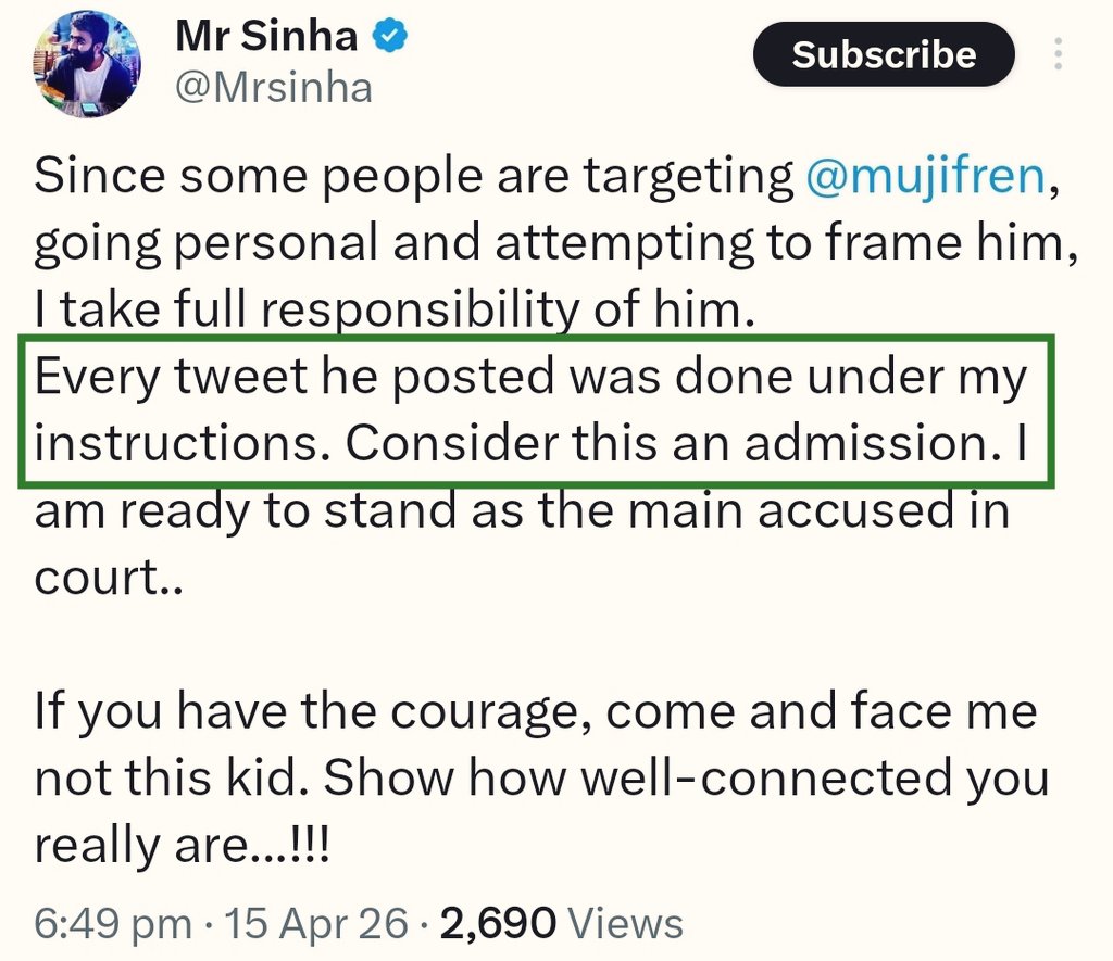 neha_laldas's tweet image. So it was indeed an IT cell hitjob, not some dhurandhar doing some deshbhakti 😂

Thank you Sinha, for admitting yourself what we were trying to prove from yesterday.

This is an admission:
-Of being a manipulator &amp;amp; purposefully framing GC rights activists
-Of guiding another