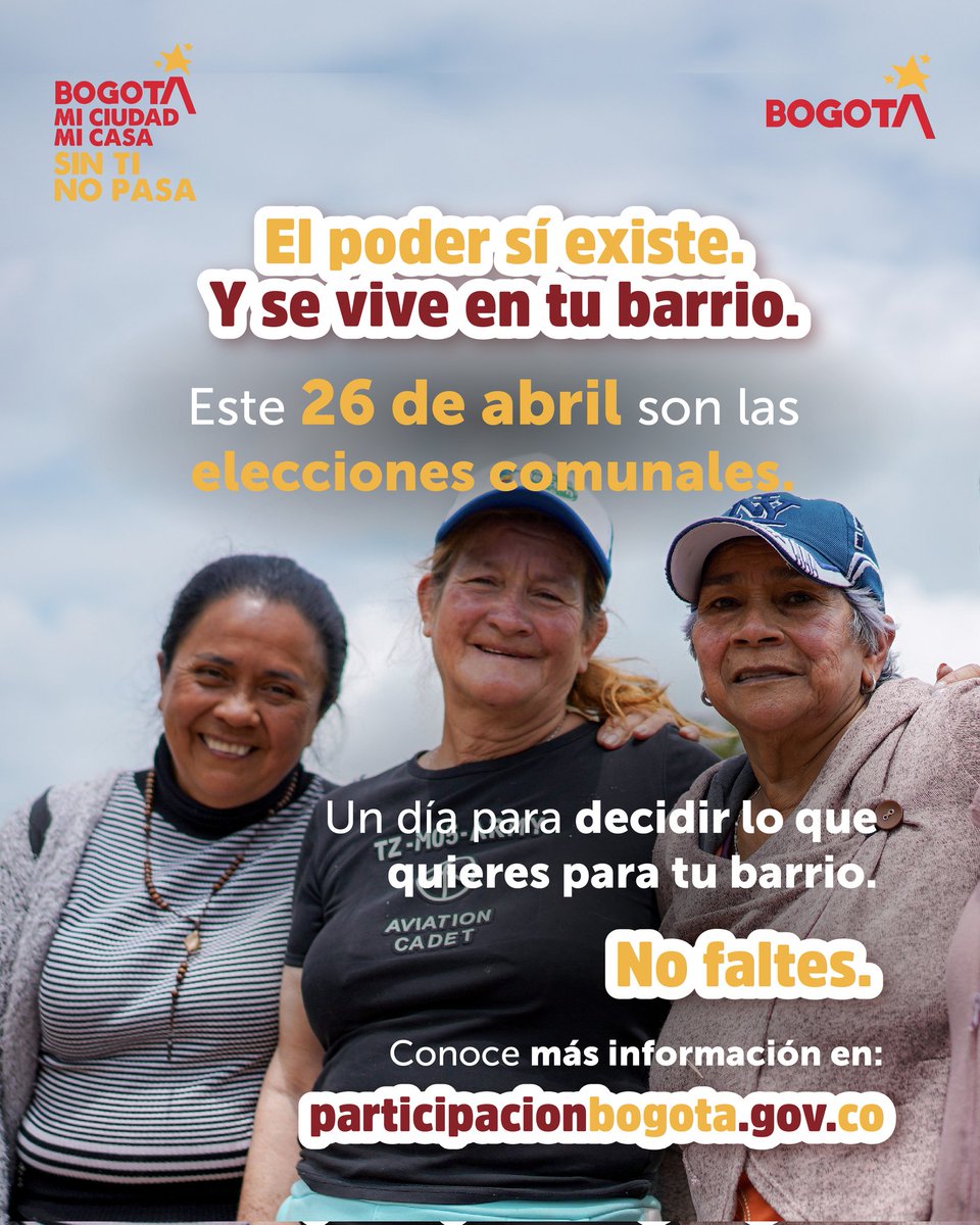 BogotaParticipa's tweet image. #ComunalEs

Tu barrio está listo para decidir.

🗳️ Este 26 de abril de 2026, elige a quienes trabajarán por tu comunidad.